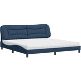 vidaXL Postelja z vzmetnico modra 200x200 cm blago, (21156159) | Shoptok.si