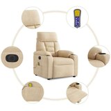 vidaXL Električni masažni naslanjač krem mikrovlakna | Shoptok.si