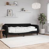  The Living Store Dnevna postelja z vzmetnico črna 80x200 cm žamet - Dnevna Postelja Z Vzmetnico, (21441577) Cene