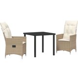  3-delni set vrtne jedilnice z blazinami Bež poli ratan, (22087397) | Shoptok.si