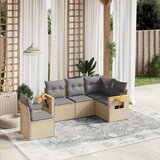 Maison Chic Seti vrtnega pohištva - Vrtna garnitura - Vrtni pohištvo set 5-delna z blazinami bež poli ratan, (21817765) | Shoptok.si