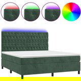 vidaXL Krevet box spring s madracem LED tamnozeleni 180x200 cm baršun | shoptok.hr