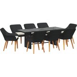 vidaXL Vrtni set za objed s jastukom 9 pcs Crna poliratan | shoptok.hr