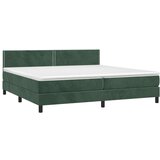  Box spring postelja z vzmetnico LED tem. zelena 200x200cm žamet | Shoptok.si