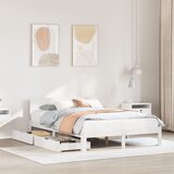 vidaXL Posteljni okvir s predali bel 120x190 cm trdna borovina Cene
