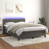  Krevet box spring s madracem LED tamnosivi 140x190 cm baršun Cijene