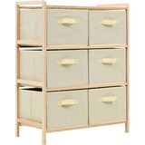 vidaXL 246439 Storage Rack with 6 Fabric Baskets Cedar Wood Beige | shoptok.hr