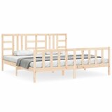 The Living Store Posteljni okvir z vzglavjem 200x200 cm trden les - Posteljni Okvir, (21524611) | Shoptok.si