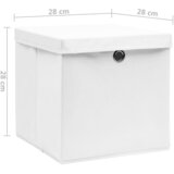  Kutije za pohranu s poklopcima 10 kom 28 x 28 x 28 cm bijele | shoptok.hr