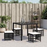  Vrtni taburei s jastucima 4 kom crni 41x41x36 cm od poliratana | Eponuda.com