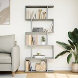 Pregrada regal za knjige 5 razina sivi 70x24x161 cm drveni | shoptok.hr