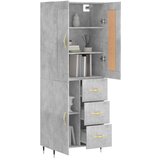 vidaXL Visoka komoda siva betona 69 5x34x180 cm od konstruiranog drva | shoptok.hr