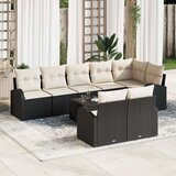  Set od 8 dijelova vrtne garniture s jastučićima u crnoj i krem poli ratan | shoptok.hr