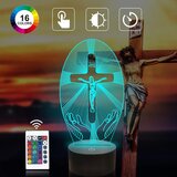 Venisymlis 3D Križna Nočna Lučka, Jezus Iluzija, 16 Barv, Hologramska LED Z Daljincem, Spominsko Darilo, (22068131) | Shoptok.si
