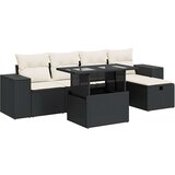 vidaXL 6-dijelni set vrtnih sofa s jastucima crni od poliratana | shoptok.hr