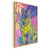  Plakat - Colorful Tiger - intense colors of a tiger surrounded by tropical plants 40x60 Zlatni okvir | shoptok.hr