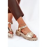 Boto Eco Leather Women's Sandals With Buckle Golden Gofielle | shoptok.hr