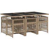  7-dijelni vrtni blagovaonski set od poliratana s jastucima bež | shoptok.hr