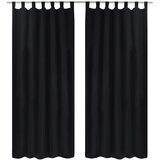  2 komada Crna Mikro-Satenska Zavjesa s Tregerima 140 x 175 cm | shoptok.hr