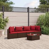  5-dijelni set vrtnih sofa s jastucima poliratan smeđi | shoptok.hr