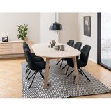 Actona Okrogla raztegljiva jedilna miza z mizno ploščo v hrastovem dekorju ø 120 cm A-Line – | Shoptok.si