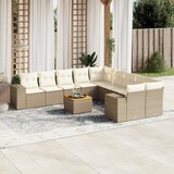 Maison Chic Seti vrtnega pohištva - Vrtna garnitura - Vrtni pohištvo set 11-delna z blazinami bež poli ratan, (21815623) | Shoptok.si