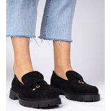 Gemre Black elegant eco-suede loafers with Marsella embellishment | Shoptok.si