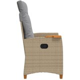  Fotelja za ležanje s pločom za čaj 62 x 64 x 112 cm poliratan - bež i svjetlosiva | shoptok.hr
