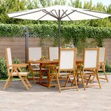  7-dijelni vrtni blagovaonski set krem bijela od tkanine i drva | shoptok.hr