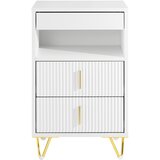 SoBuy Nočna omarica s 3 predali in polico, moderna za spalnico, bela, Š40xD40xV63 cm, FBT168-W, (5000018642) u