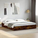 Maison Chic Posteljni okvir - Dvoposteljna postelja - Zakonska postelja dimljeni hrast 200x200 cm inž. les in kovina-J5036, (21770244) | Shoptok.si