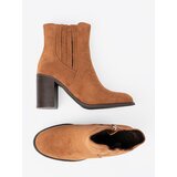 Shelvt Caramel ankle boots on a heel made of ecological suede | shoptok.hr