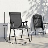  Set od 2 sklopive vrtne stolice s visokim naslonom i naslonima za ruke čelik Texteline 58 x 62 x 97 cm crna | shoptok.hr