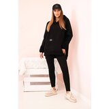 Polski Women's cotton set with a hoodie and high-waisted leggings black | Shoptok.si
