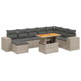 Maison Chic Seti vrtnega pohištva - Vrtna garnitura - Vrtni pohištvo set 9-delna z blazinami siv poli ratan, (21797088) | Shoptok.si