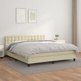 Krevet s oprugama i madracem krem 180x200 cm od umjetne kože | Eponuda.com
