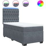 vidaXL Box spring postelja z vzmetnico temno siva 90x200 cm žamet | Shoptok.si