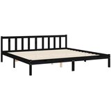  Okvir za krevet s uzglavljem crni 200 x 200 cm od masivnog drva | shoptok.hr