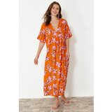 Trendyol Floral Patterned Wide Fit Midi Woven Beach Dress cene