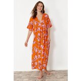 Trendyol Floral Patterned Wide Fit Midi Woven Beach Dress Cene