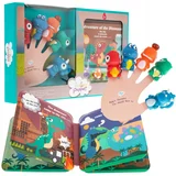  Lutke dinosauri 5 komada + slikovnica Inlea4Fun LUTKA ZA PRSTE