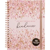 Datumirana agenda - Weekly, 18 month, Dateless, Pink Flowers, spirala