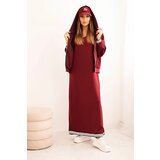 Kesi Włoski Women's set with viscose featuring a button-up blouse and a long dress burgundy Cijene