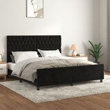 Maison Chic Posteljni okvir - Dvoposteljna postelja - Zakonska postelja z vzglavjem črn 180x200 cm žamet-J5838, (21770999) | Shoptok.si