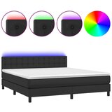 vidaXL Box spring postelja z vzmetnico LED črna 180x200 cm um. usnje, (20789230) Cene