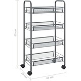  Kuhinjska kolica s 4 razine siva 46 x 26 x 85 cm željezna | shoptok.hr