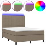  box spring s madracem LED smeđesivi 140x200 cm tkanina | shoptok.hr