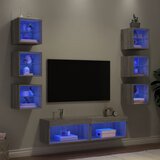  8-dijelni zidni TV elementi s LED svjetlima boja sivog hrasta | shoptok.hr