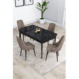 Hanah home trpezarijski set Kar, sto na razvlačenje i 4 stolice, ploča u dekoru crnog mermera, kapućino tkanina Babyface | Eponuda.com
