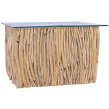  Stolić za kavu sa staklenom površinom 66x66x40 cm od tikovine | shoptok.hr